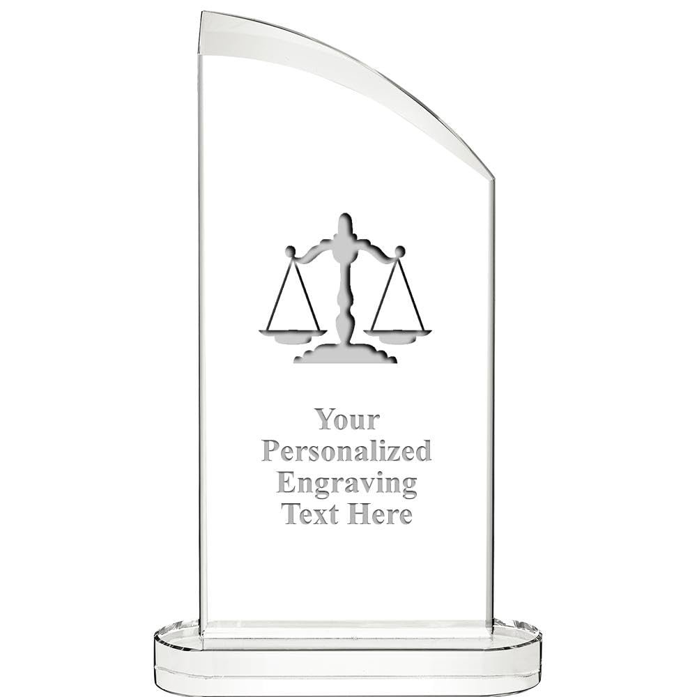 10" Scales of Justice Aspiration Crystal Award, Personalized Scales of Justice Crystal Trophy, Add Your Own Engraving Included, Prime