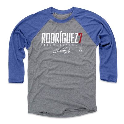 500 LEVEL Ivan Rodriguez 3/4 Sleeve T-Shirt (Baseball Tee, XXX-Large, Royal/Heather Gray) - Ivan Rodriguez Texas Elite WHT