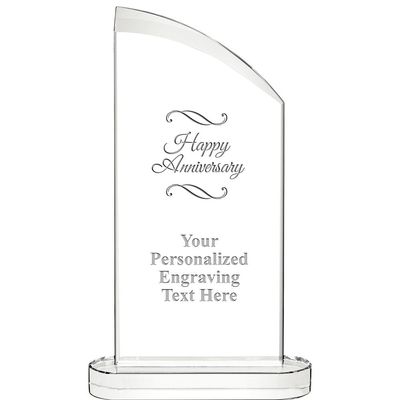 10" Happy Anniversary Aspiration Crystal Award, Personalized Happy Anniversary Crystal Trophy, Add Your Own Engraving Included, Prime