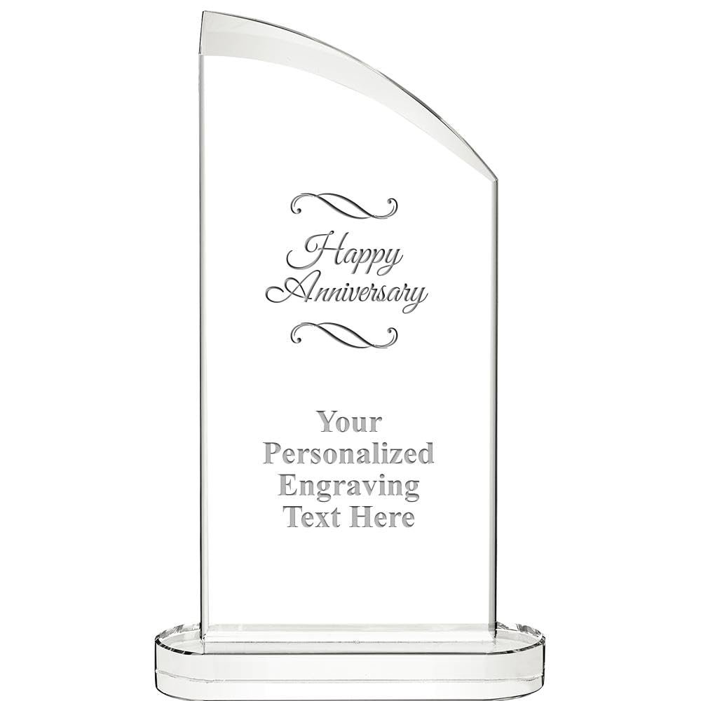 10" Happy Anniversary Aspiration Crystal Award, Personalized Happy Anniversary Crystal Trophy, Add Your Own Engraving Included, Prime