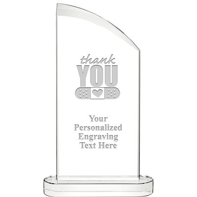 10" Thank You with Band Aid Aspiration Crystal Award, Personalized Thank You with Band Aid Crystal Trophy, Add Your Own Engraving Included, Prime