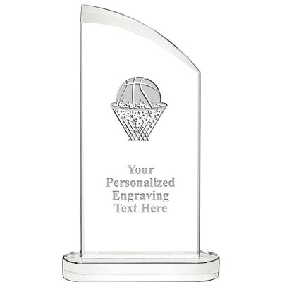 10" Basketball - Ball in Net Aspiration Crystal Award, Personalized Basketball - Ball in Net Crystal Trophy, Add Your Own Engraving Included, Prime