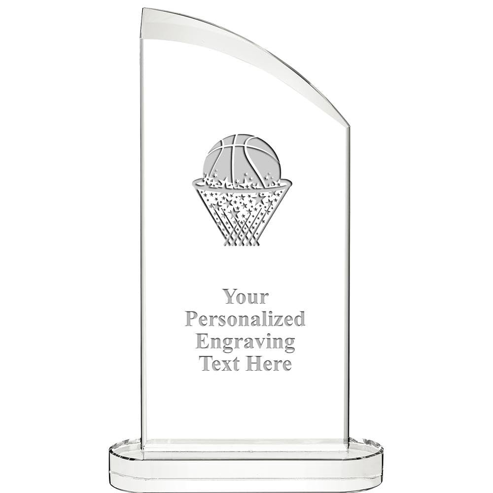 10" Basketball - Ball in Net Aspiration Crystal Award, Personalized Basketball - Ball in Net Crystal Trophy, Add Your Own Engraving Included, Prime