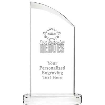 10" First Responder Heroes Aspiration Crystal Award, Personalized First Responder Heroes Crystal Trophy, Add Your Own Engraving Included