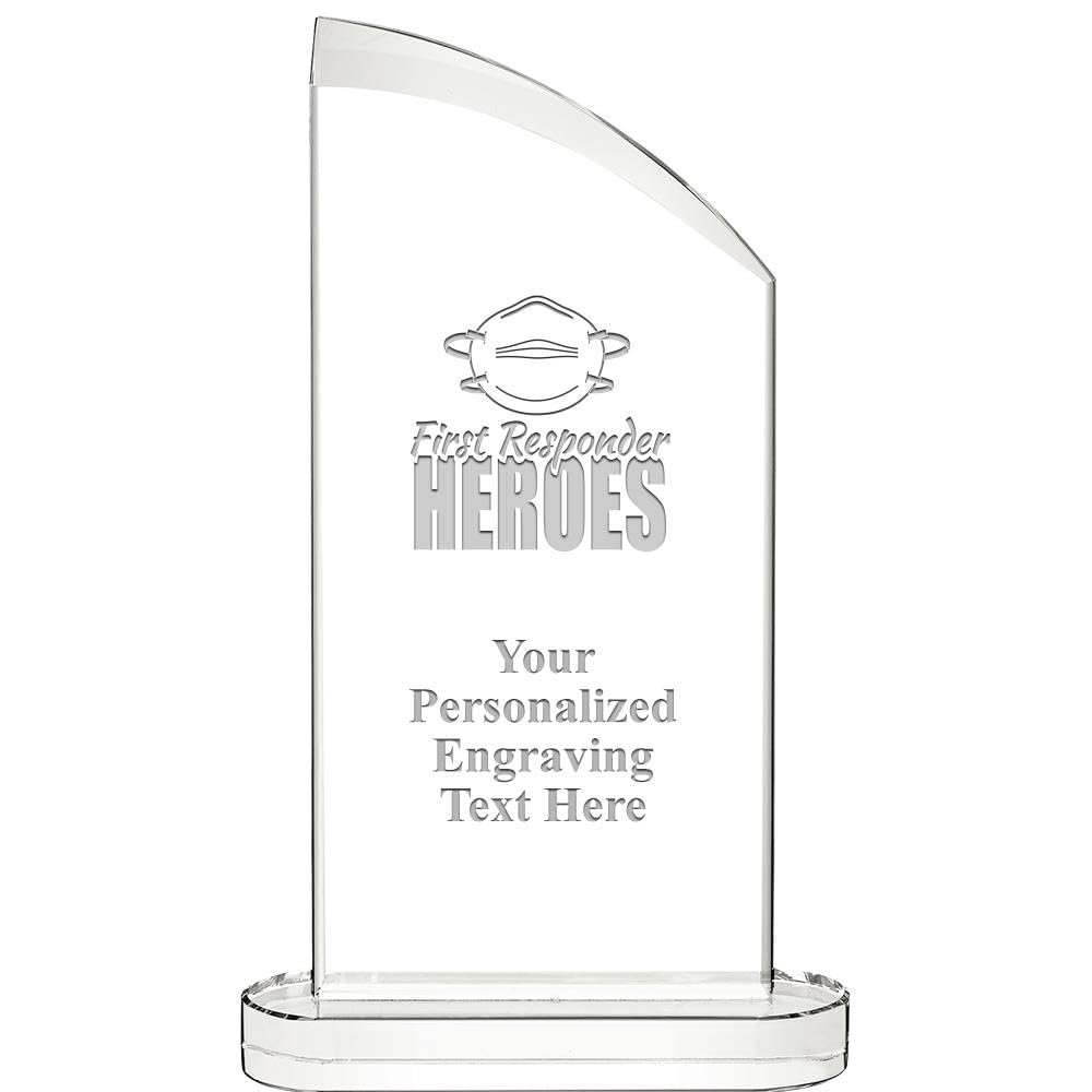 10" First Responder Heroes Aspiration Crystal Award, Personalized First Responder Heroes Crystal Trophy, Add Your Own Engraving Included