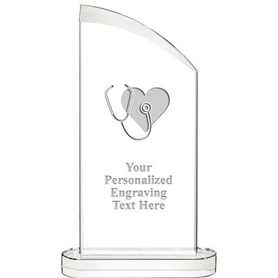 Crown Awards 10" Nursing with Heart Aspiration Crystal Award, Personalized Nursing with Heart Crystal Trophy, Add Your Own Engraving Included