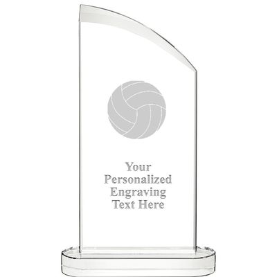 10" Volleyball Aspiration Crystal Award, Personalized Volleyball Crystal Trophy, Add Your Own Engraving Included, Prime