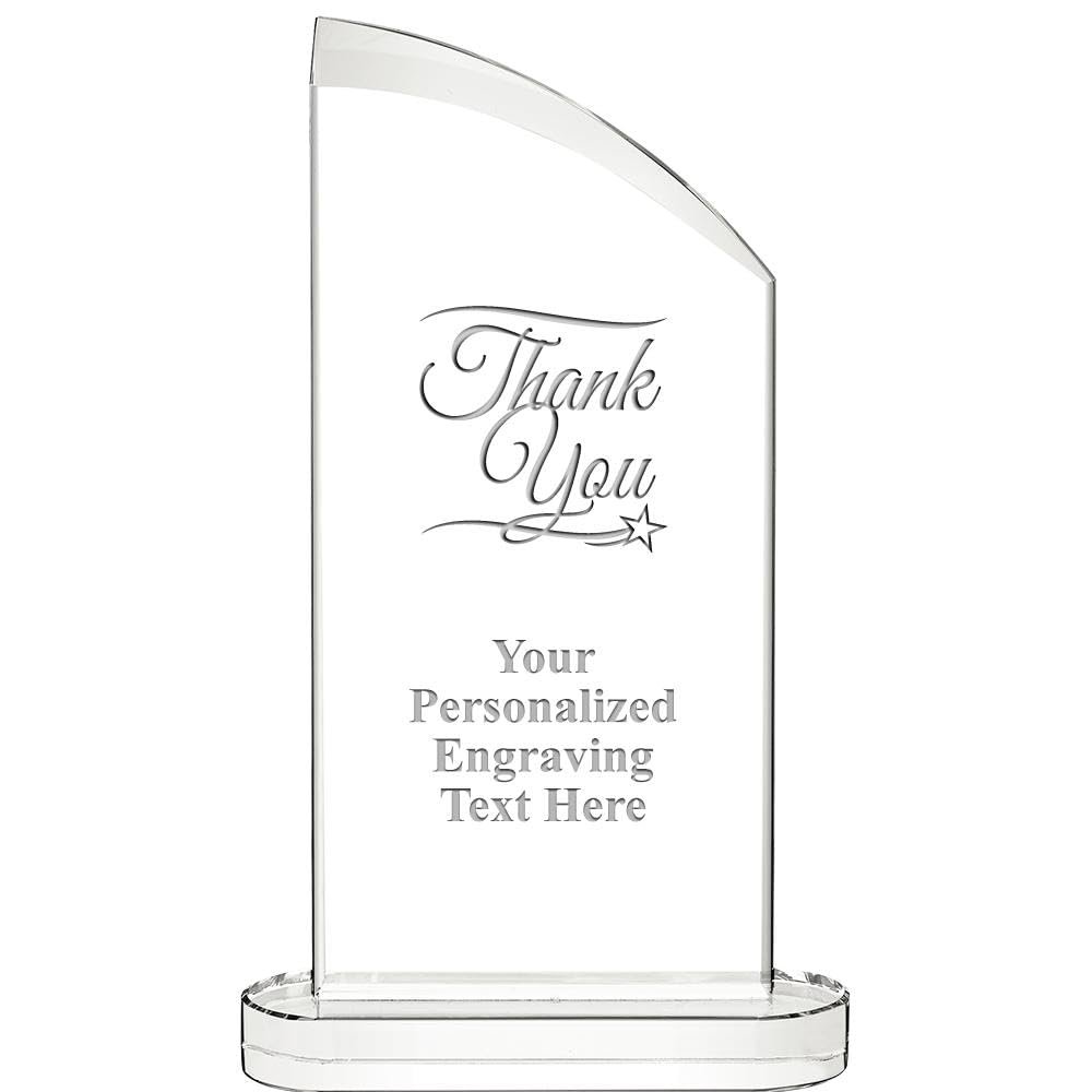 10" Thank You Aspiration Crystal Award, Personalized Thank You Crystal Trophy, Add Your Own Engraving Included, Prime