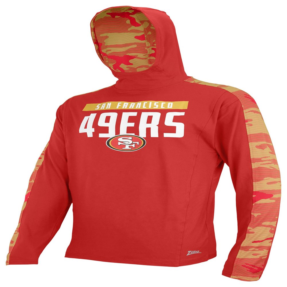 Zubaz Officially Licensed Men's NFL Solid Elevated Lw Hooie with Team Camo Liner, San Francisco 49ers, Size Small