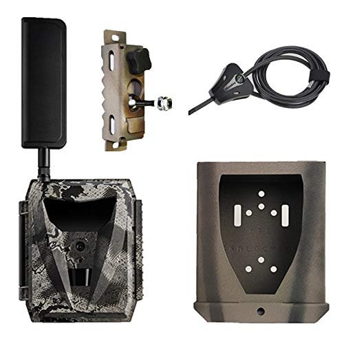 Spartan Camera Ghost GoLive Verizon 4G LTE Live Stream Remote View Blackout IR Trail Camera with Steel Lock Box, Python Locking Cable, 10W 15in Solar Panel with Panel Cable, (GL-VLTEb-LBCM)