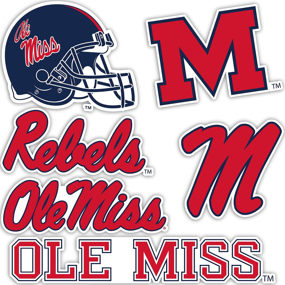 Desert Cactus University of Mississippi Sticker Rebels Ole Miss U of M Vinyl Decals Laptop Water Bottle Car Scrapbook Sheet T2 (Type 2)