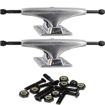 Tensor Trucks Alloy Polished Skateboard Trucks - 4.25" Hanger 6.75" Axle with 1" Raven Black Hardware - Bundle of 2 Items