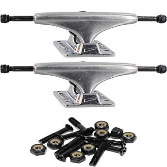 Tensor Trucks Alloy Polished Skateboard Trucks - 4.25" Hanger 6.75" Axle with 1" Raven Black Hardware - Bundle of 2 Items