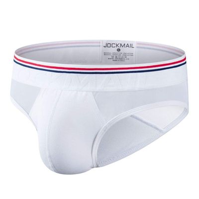 JOCKMAIL Men Briefs Underwear Mesh Soft Cotton Low Rise Men Underwear Briefs (XL, White2)