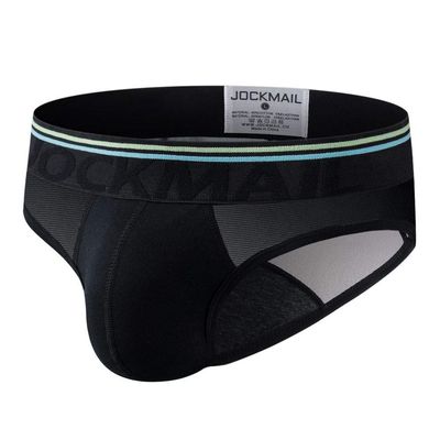 JOCKMAIL Men Briefs Underwear Mesh Soft Cotton Low Rise Men Underwear Briefs (XL, Black2)