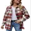 Yeokou Women's Plaid Flannel Shacket Oversized Button Down Long Sleeve Shirt Jacket Casual Spring Fall Outfits(Red-L) view 1