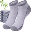 Sunew 6 Pairs Golf Viscose Bamboo Socks Women,Ankle Wicking No Blister Cushioned Hiking Trekking Ankle Breathable Comfort Tennis Low Cut Socks with Arch Support Gray M view 1