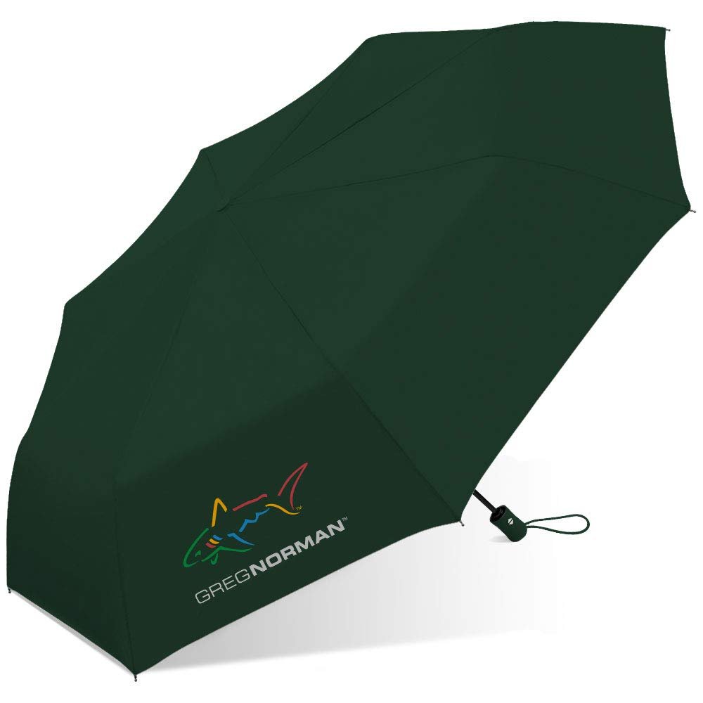 Chaby International Greg Norman Shark - Super Mini Golf Umbrella - Push Button Automatic Open/Close, Rain & Windproof Frame - 42 IN (Green)
