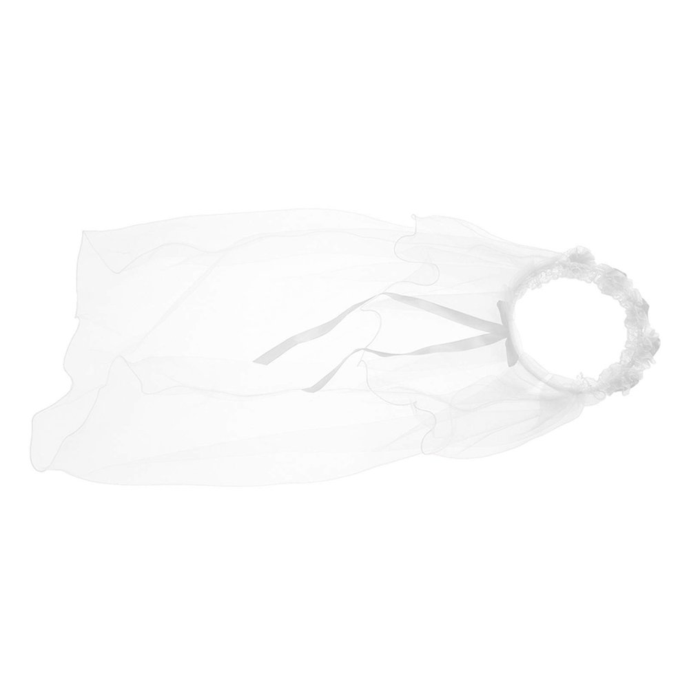 Flybloom Sweet Girl Veil Children'S Lace Veil Wreath Headdress For Birthday Wedding Prom Party(White)