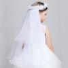 Flybloom Sweet Girl Veil Children'S Lace Veil Wreath Headdress For Birthday Wedding Prom Party(White) view 4