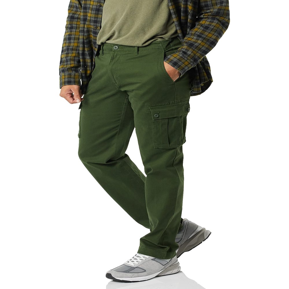 Amazon Essentials Men's Straight-Fit Stretch Cargo Pant (Available in Big & Tall), Dark Olive, 38W x 32L