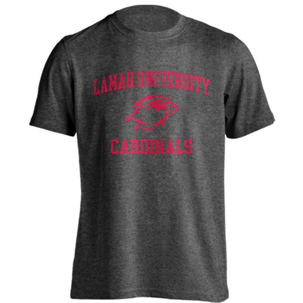 Sport Your Gear Lamar University Cardinals LU Distressed Retro Logo T-Shirt Charcoal Heather 3XL