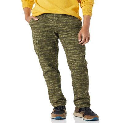 Amazon Essentials Men's Straight-Fit Stretch Cargo Pant (Available in Big & Tall), Olive Camouflage, 28W x 32L