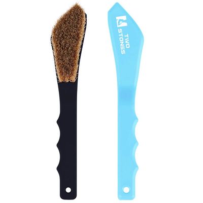 Boar Hair Rock Climbing Brush with Ergonomic Handle, Bouldering Boulder Brush as Durable Cleaning Tool for Chalk and Climbing Holds on Wall Indoor or Outdoor (Black&Light Blue)