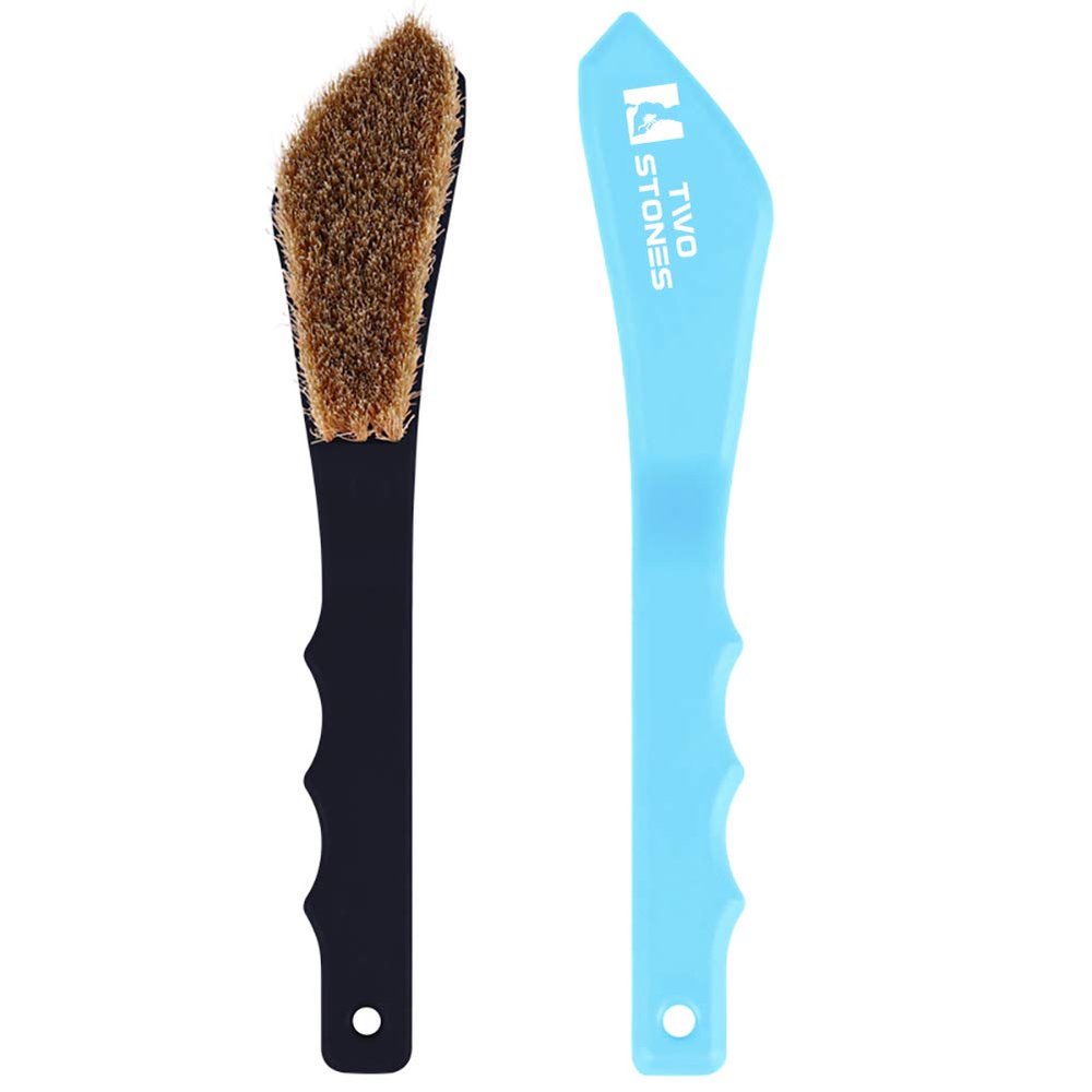 Boar Hair Rock Climbing Brush with Ergonomic Handle, Bouldering Boulder Brush as Durable Cleaning Tool for Chalk and Climbing Holds on Wall Indoor or Outdoor (Black&Light Blue)