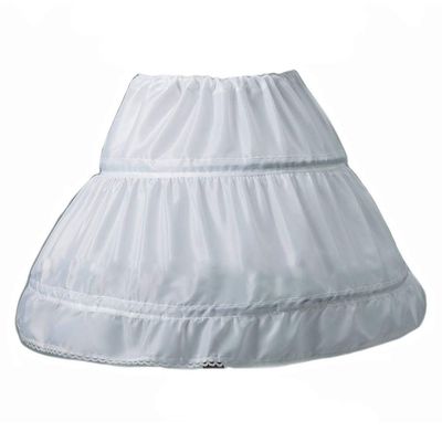 Kumeng Girls' 3 Hoops Petticoat Full Slip Flower Girl Crinoline Skirt (White-2 hoop-length 15.74", Medium)