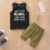 Kayotuas 2Pcs Baby Boy Summer Clothes Casual Pocket Sleeveless Tank Tops and Stripes Shorts Set Infant Toddler Short Outfits (Black-AiNT NO MAMA Like THE ONE I GOT, 2-3T) view 2