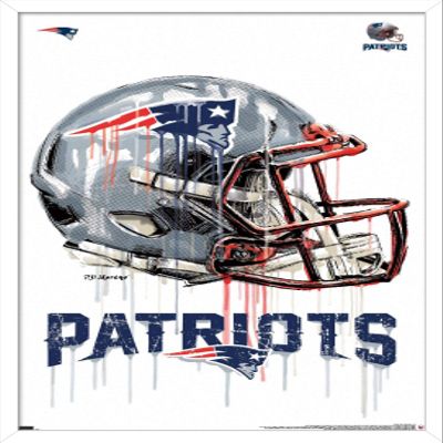 Trends International NFL New England Patriots - Drip Helmet 20 Wall Poster, 22.375" x 34", White Framed Version