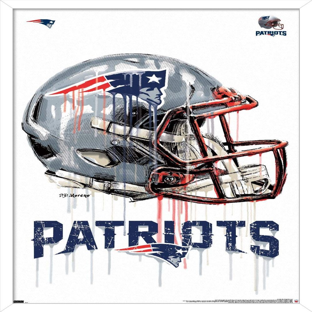 Trends International NFL New England Patriots - Drip Helmet 20 Wall Poster, 22.375" x 34", White Framed Version