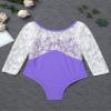 Loodgao Kids Girls Long Sleeve Ballet Leotards Floral Lace Gymnastic Dance Bodysuit One Piece Unitard Dancewear Mid-Sleeve Purple 4 view 3