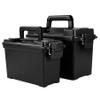 GUGULUZA Plastic Ammo Cans, 2-Pack Lockable Waterproof Storage Containers, Field Boxes with Handle for Hunting Gear, Shooting Supplies, Stackable Dust Resistant Ammo Case Black view 2
