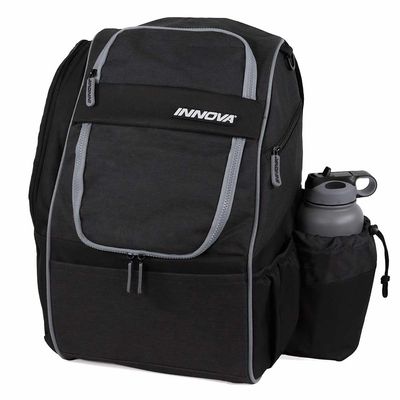 Innova Excursion Disc Golf Backpack Bag, Holds 25 Discs, Spacious Side Pocket, Rain Cover Included Black