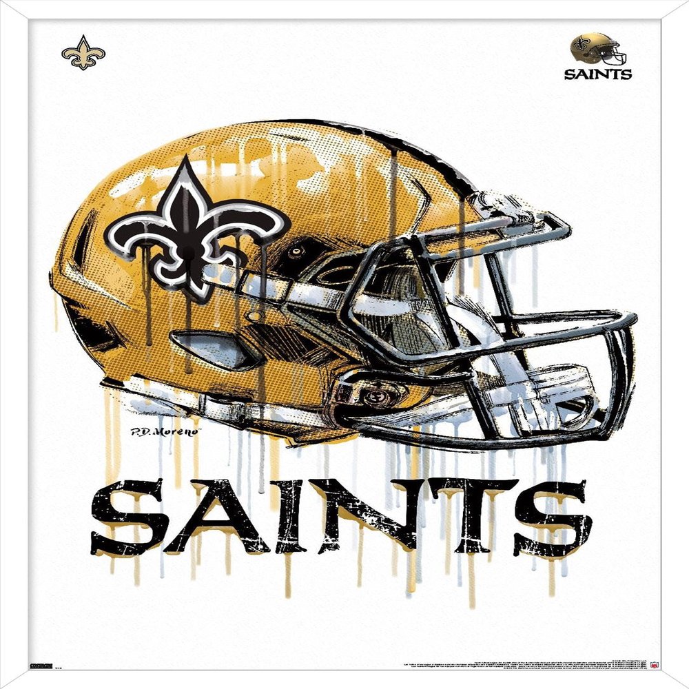 Trends International NFL New Orleans Saints - Drip Helmet 20 Wall Poster, 22.375" x 34", White Framed Version