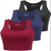 Porvike Sports Women's Crop Tank Tops 3 Pack - Athletic Yoga Racerback Cotton Shirts (Black, Navy, Burgundy, M) view 1