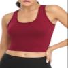 Porvike Sports Women's Crop Tank Tops 3 Pack - Athletic Yoga Racerback Cotton Shirts (Black, Navy, Burgundy, M) view 2