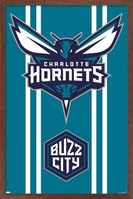 Trends International NBA Charlotte Hornets - Logo 20 Wall Poster, 34L x 22.4W, Mahogany Framed Version