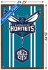 Trends International NBA Charlotte Hornets - Logo 20 Wall Poster, 34L x 22.4W, Mahogany Framed Version view 3