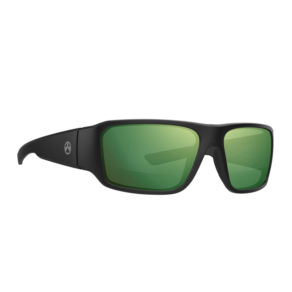 Magpul Rift Sunglasses Tactical Ballistic Sports Eyewear Shooting Glasses for Men, Black Frame, Violet with Green Mirror (Polarized)