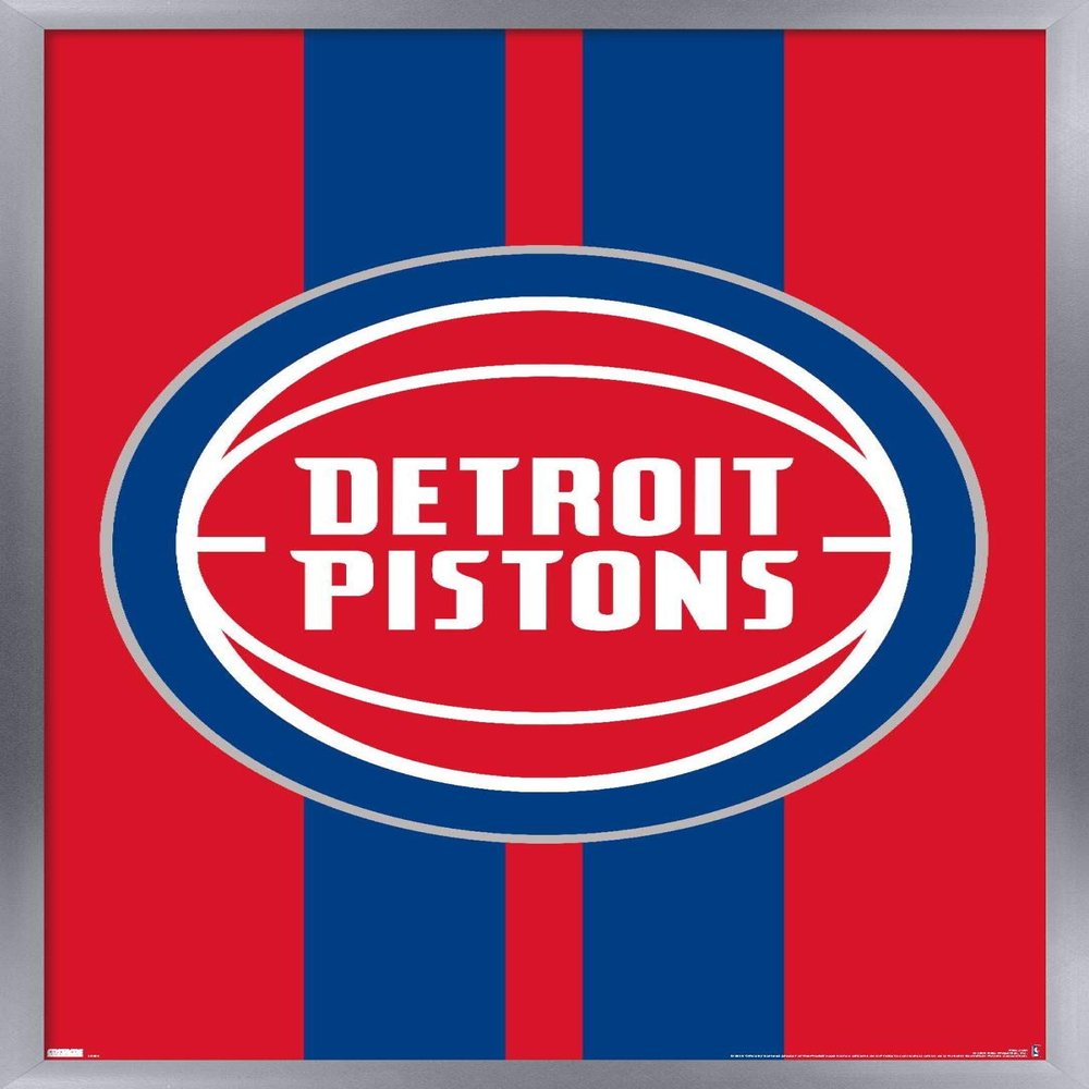Trends International NBA Detroit Pistons - Logo 20 Wall Poster, 34L x 22.4W, Silver Framed Version