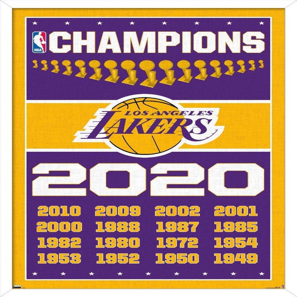 NBA Los Angeles Lakers - Champions 20 Wall Poster, 22.4L" x 14.7W", White Framed Version