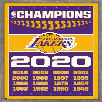 NBA Los Angeles Lakers - Champions 20 Wall Poster, 22.4L" x 14.7W", Barnwood Framed Version