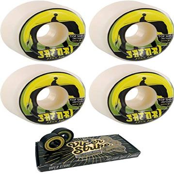 Satori Movement 52mm Elephant Skateboard Wheels - 84b with Viper Strike 8mm Precision ABEC 7 Skateboard Bearings - Bundle of 2 Items