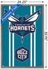 Trends International NBA Charlotte Hornets - Logo 20 Wall Poster, 34L x 22.4W, Barnwood Framed Version view 3