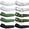 Hicarer 10 Pair Arm Sleeves for Men Women UV Sun Protection Compression Arm Warmers Sports Golf Cooling Sleeves for Baseball Basketball Summer, Green Camo view 1