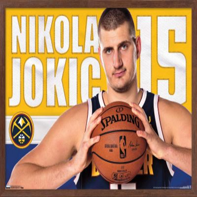 Trends International NBA Denver Nuggets - Nikola Jokic 19 Wall Poster, 22.375" x 34", Mahogany Framed Version