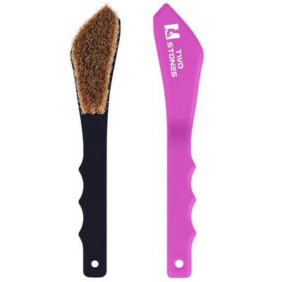 Boar Hair Rock Climbing Brush with Ergonomic Handle, Bouldering Boulder Brush as Durable Cleaning Tool for Climbing Chalk and Climbing Holds on Climbing Wall Indoor or Outdoor (Black&Puple)